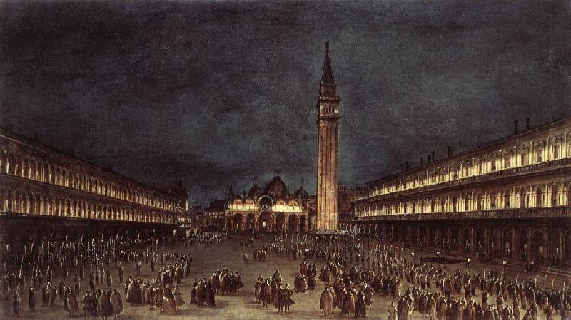 GUARDI, Francesco Nighttime Procession in Piazza San Marco fdh oil painting image
